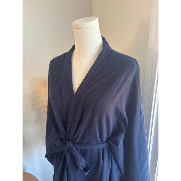 Storq Navy Belted Wide Sleeve Kimono Cardigan Sweater Maternity Small Lounge - Picture 4 of 9